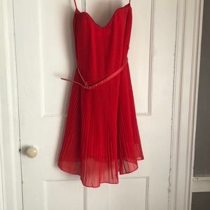 Red strapless dress